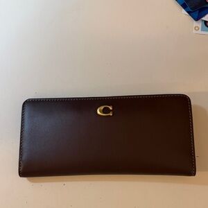 Coach Maple Slim Leather Continental Wallet with Gold 'C' Hardware